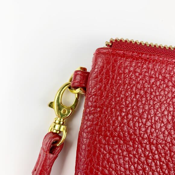 Lodis Wristlet Small Bag Purse Red Leather Zipper - Picture 5 of 12